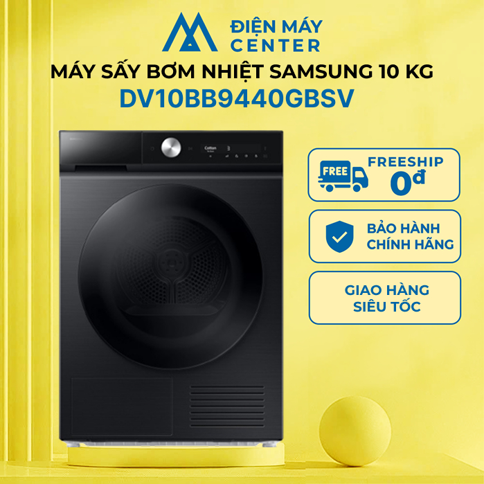 Máy sấy bơm nhiệt Samsung 10 Kg DV10BB9440GBSV - Cảm Biến AI Dry - Chính hãng bảo hành 24 tháng