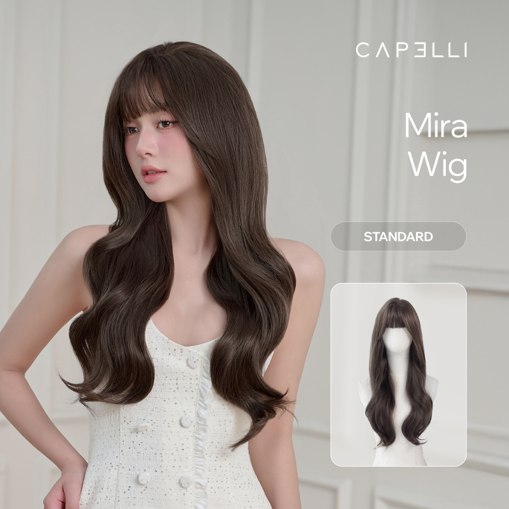 Tóc Giả Nguyên Đầu CAPELLI Xoăn Lơi Mái Thưa Mira Wig