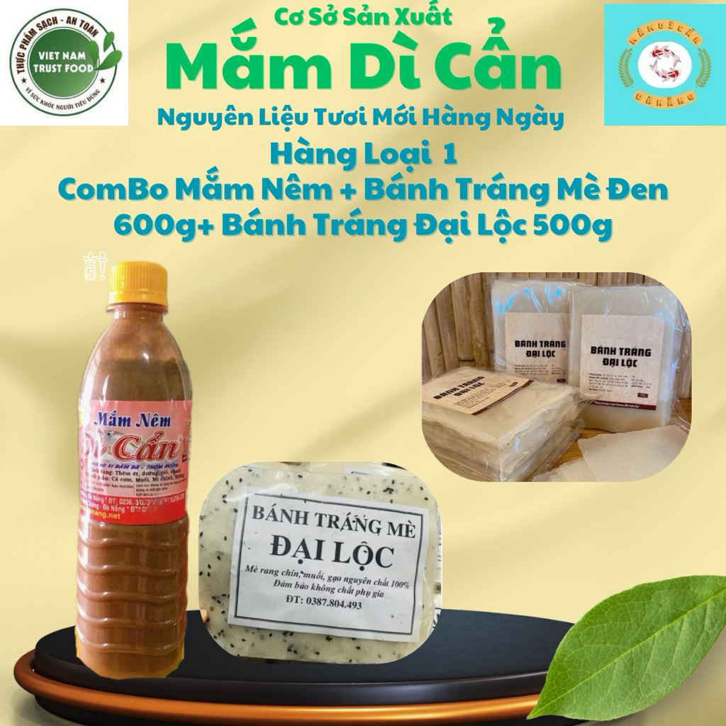 Combo 3 Món (Mắm Nêm+Bánh Tráng ĐLộc 500g+Bánh Tráng Mè 600g)