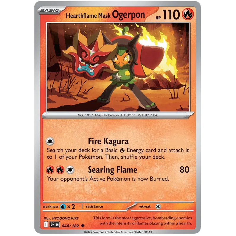 Pokemon TCG - Heartflame Mask Ogerpon - Uncommon - 044/182 - DRI