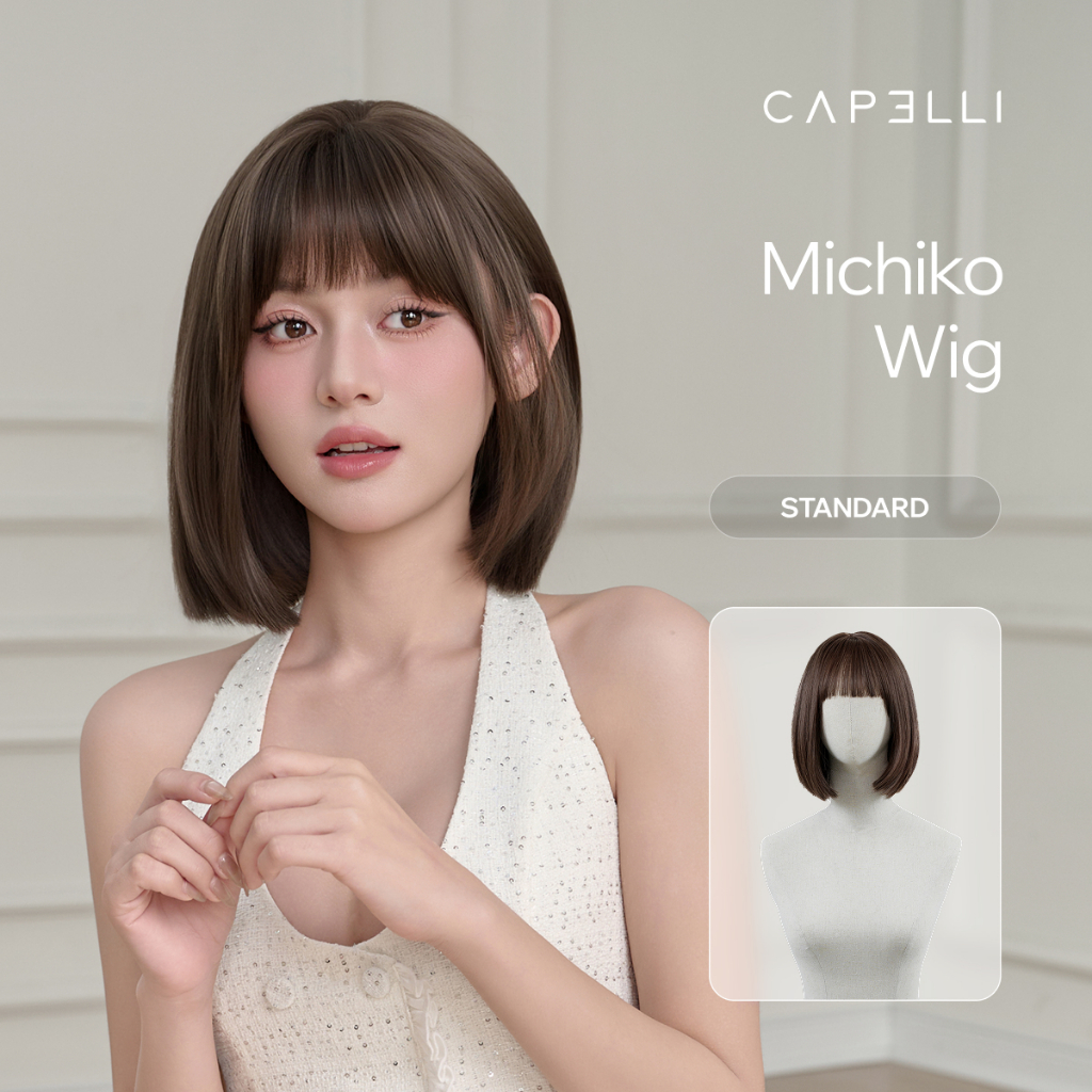 Tóc Giả Nguyên Đầu CAPELLI Bob Ngắn Mái Thưa Michiko Wig