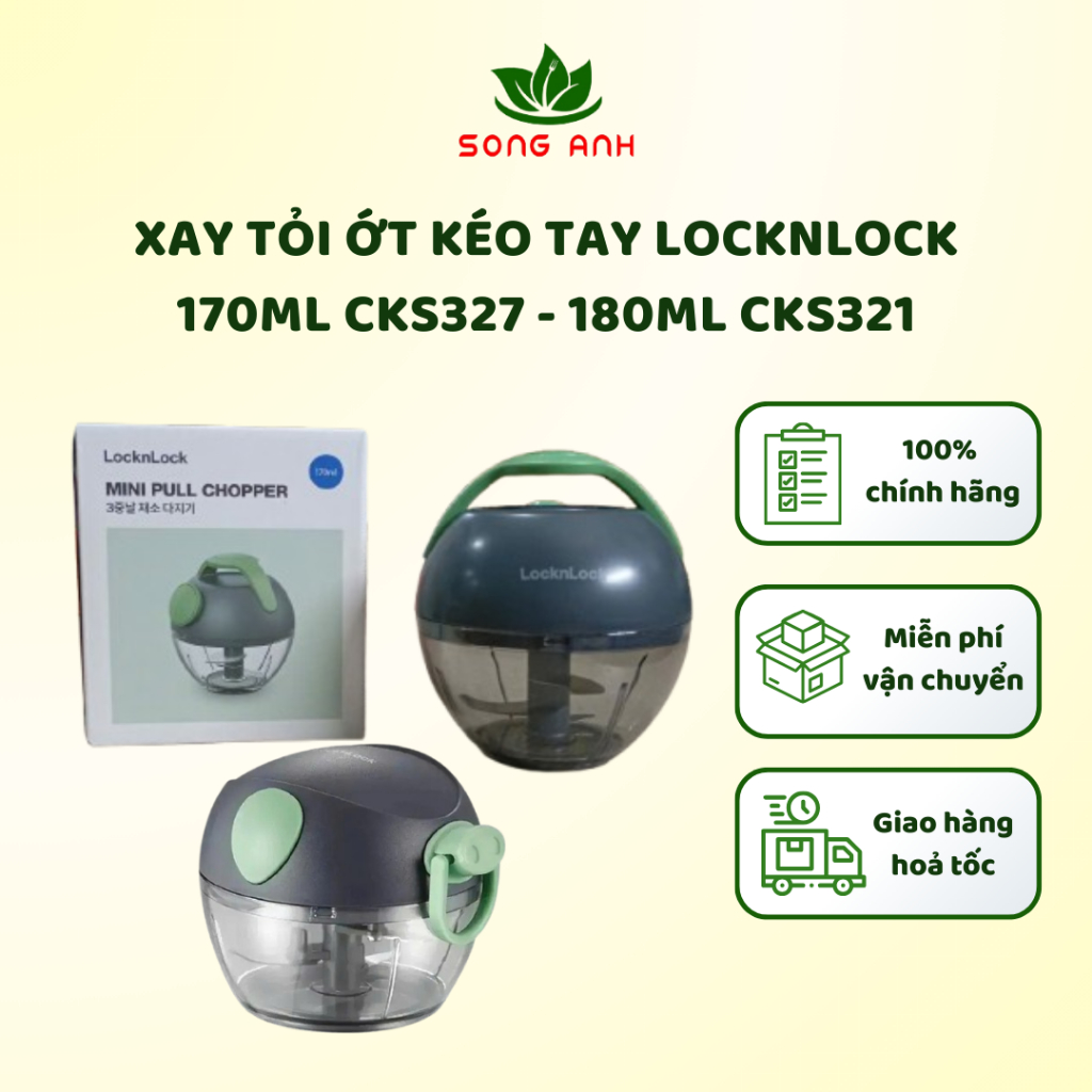 Dụng cụ xay tỏi ớt kéo tay LocknLock mini 170ml CKS327GRN - 180ml CKS321GRN