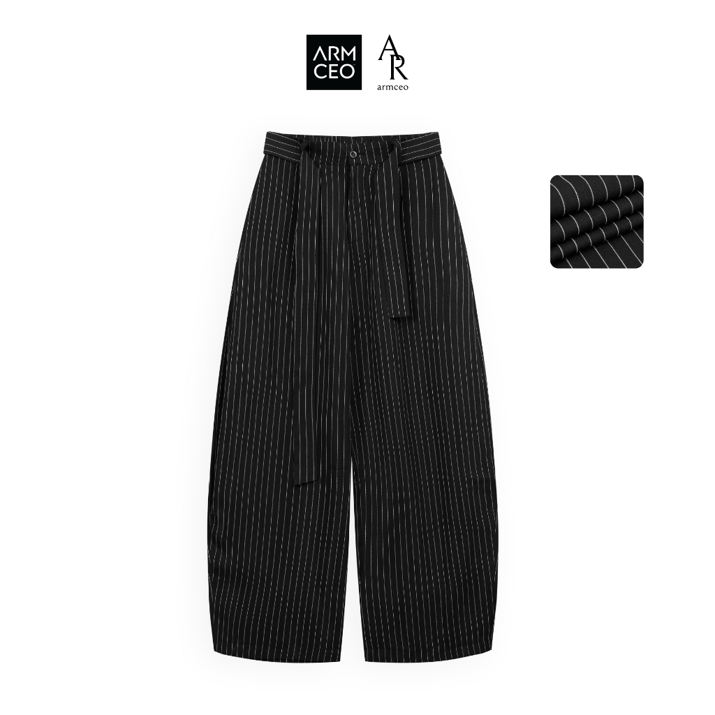 Quần dài ông cong rộng kẻ sọc ARMCEO chất liệu cotton poly form dáng chuẩn đẹp