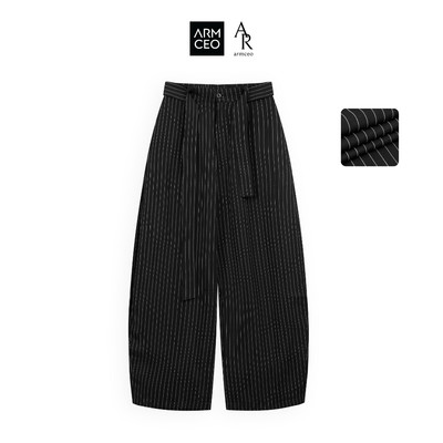 Quần dài ông cong rộng kẻ sọc ARMCEO chất liệu cotton poly form dáng chuẩn đẹp