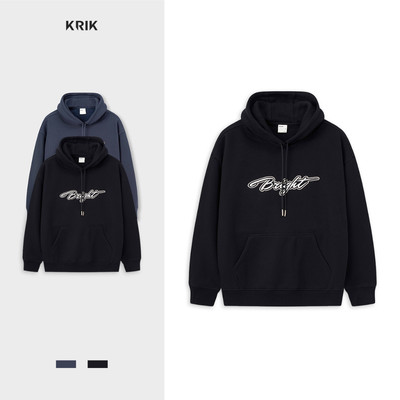 Áo Hoodie Nam KRIK Form Classic Chất Liệu Jacquard Lót Lông Thiết Kế Basic Thêu 3D AH4830