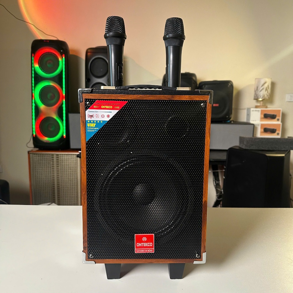 Loa Kéo Karaoke Ontekco TK-V2 Thế Hệ Mới Kèm 2 Micro Không Dây Bảo Hành 12 tháng Và Micro không dây 