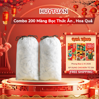 Combo 200 màng bọc thực phẩm có thun co giãn, màng bọc PE kèm túi gấu siêu dai