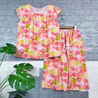  Đồ bộ tole trung niên bộ tole lanh mặc nhà SHOP5SAO quần lửng áo cánh tiên có Bigsize  50-80kg  