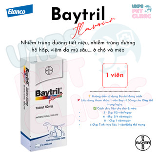 Baytril Flavour Tablet 500mg - Viên Hỗ Trợ Hô Hấp, Tiêu Hoá, Tiêu Chảy Dành Cho Chó Và Mèo (1 viên)
