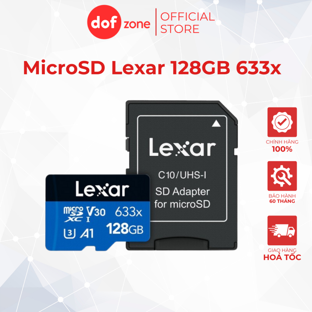 Thẻ nhớ MicroSD Lexar 128GB 633x 95MB/45MB/s | Hàng Chính Hãng