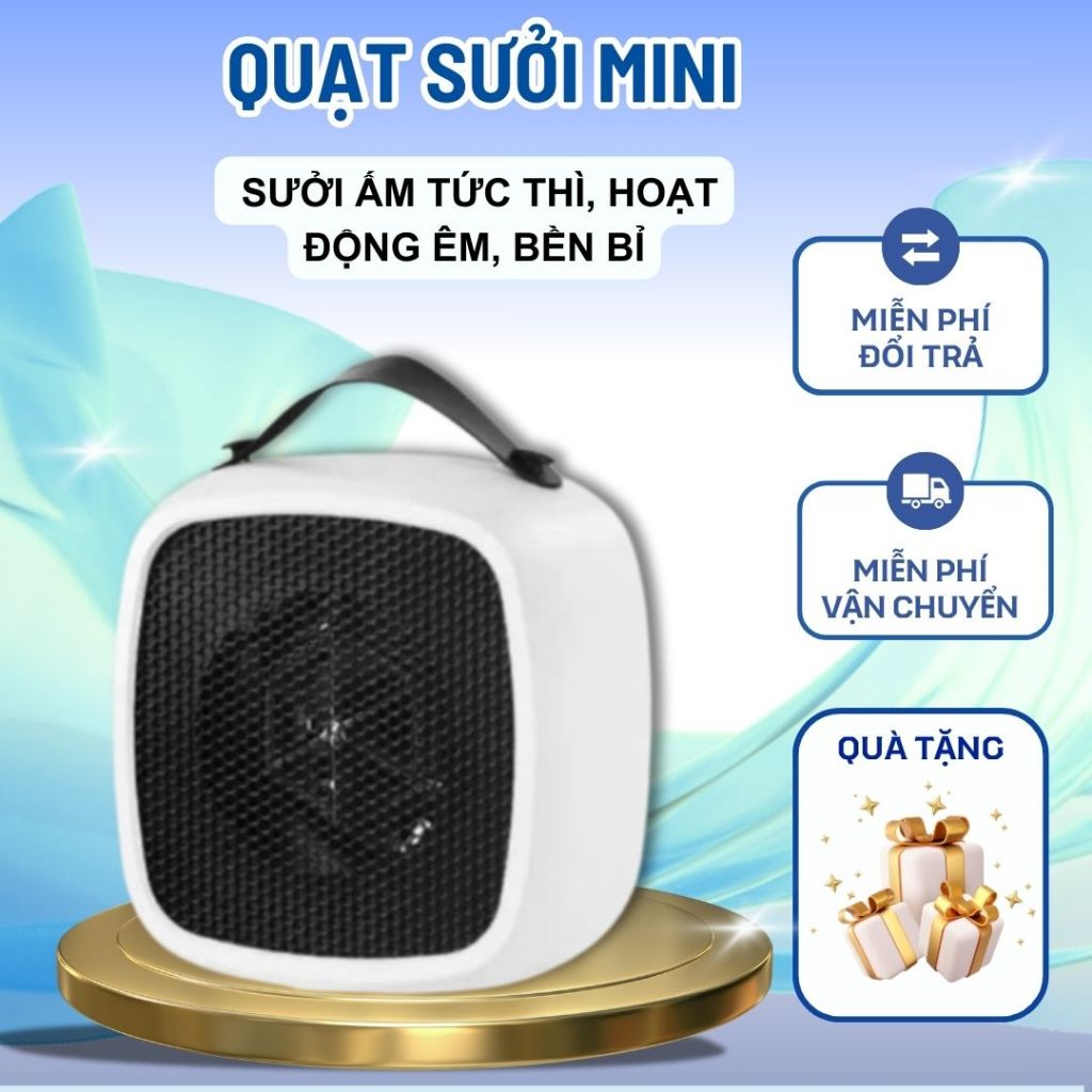 Quạt Sưởi Mini Điều Khiển 2 Chế Độ – Sưởi Ấm Tức Thì, Hoạt Động Êm, Bền Bỉ