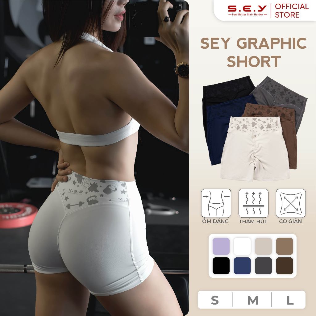 Quần Tập Gym SEY Graphic SHORT, Quần Đùi Tập Gym Nữ, Đồ Tập Yoga, Co Giãn, Chất Liệu Cao Cấp | BigBuy360 - bigbuy360.vn