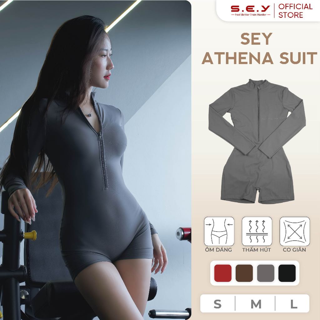 Đồ Tập Gym Bodysuit Dài Tay SEY ATHENA SUIT - Jumpsuit Tập Gym, Đồ tập Yoga Cao Cấp Cho Nữ