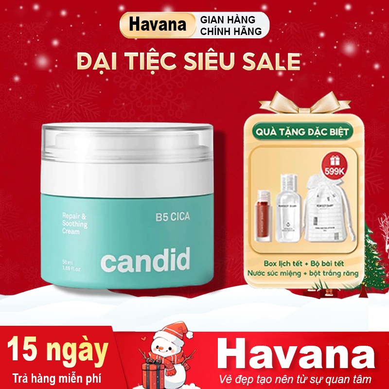 Kem Dưỡng Ẩm Hỗ Trợ Phục Hồi Da CANDID B5 CICA - Candid B5 CICA Repair & Soothing Cream 50ml và 10ml