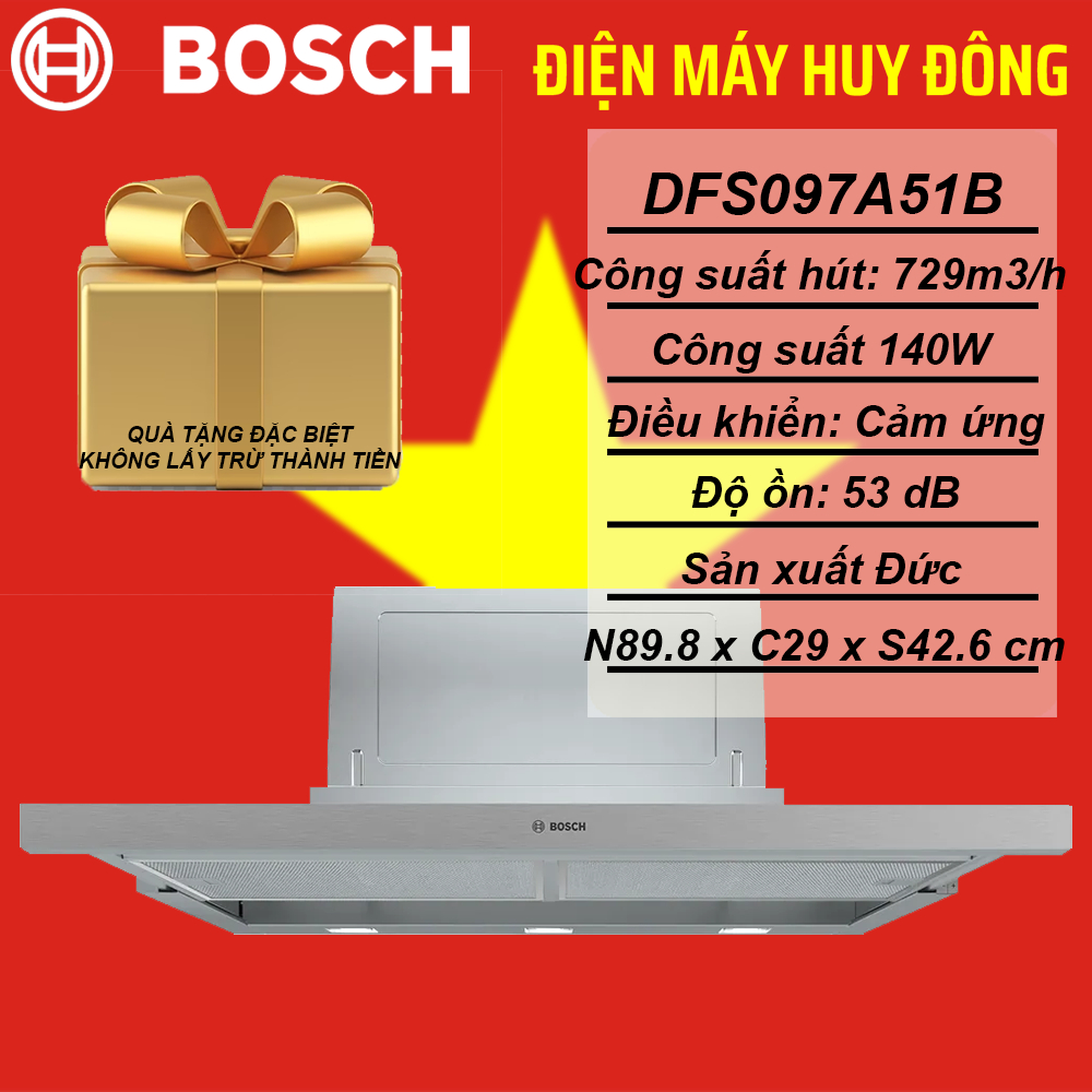 Máy hút mùi âm tủ Bosch DFS097A51B Serie 4 (90cm)