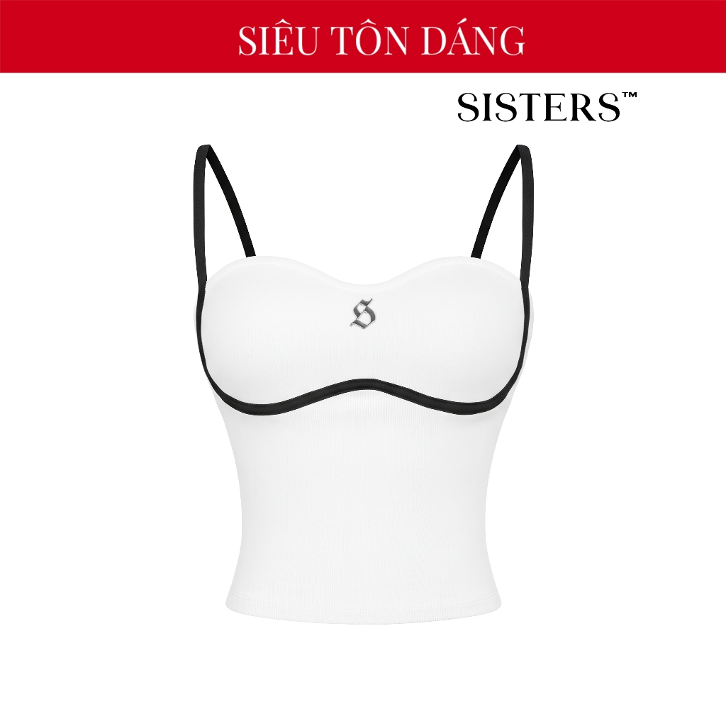 Áo hai dây ôm body SISTERS dáng Croptop sexy, cúp ngực tôn dáng, chất thun gân 2 da Trắng Majori | S