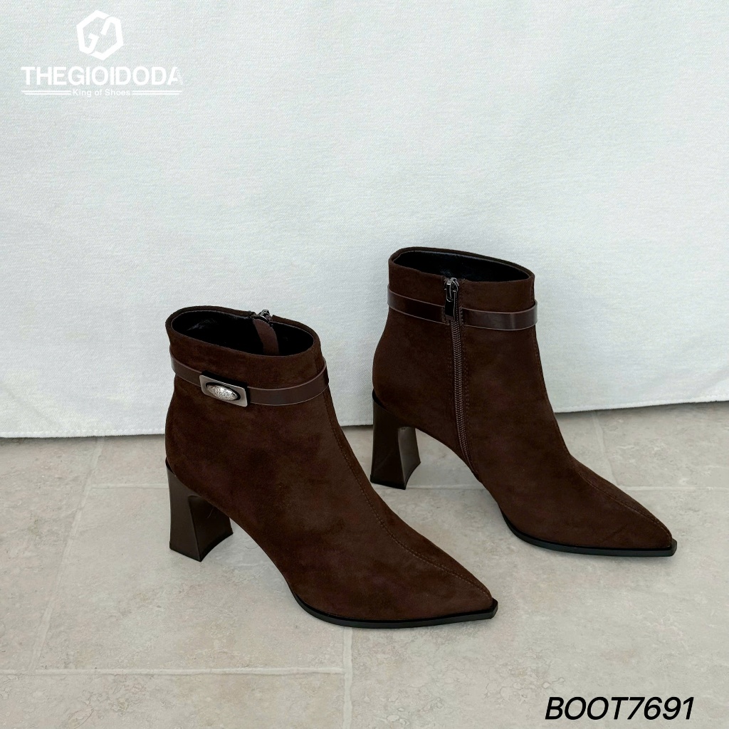 BỐT NỮ DA LỘN GÓT VUÔNG NHẬP KHẨU CAO CẤP BOOT7691