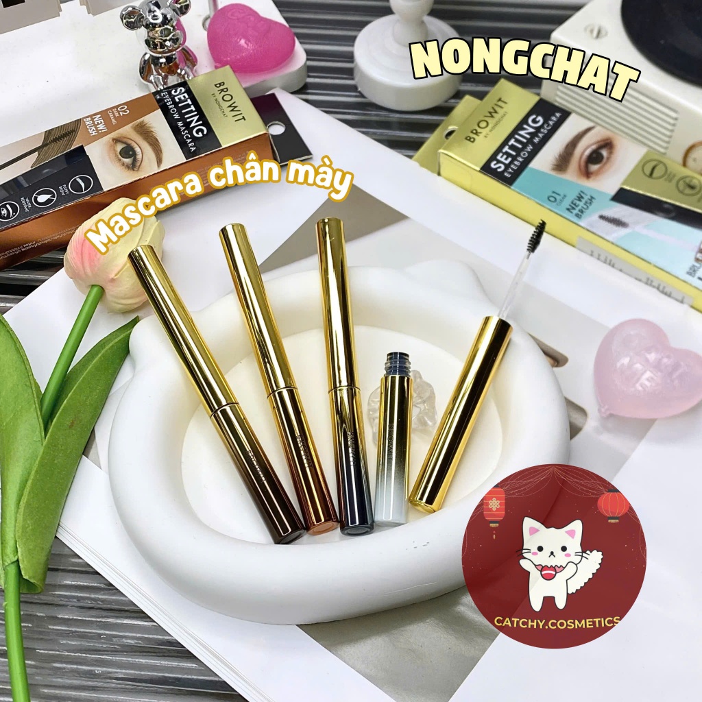 [NONGCHAT] Mascara Định Hình Chân Mày Nongchat Đầu Nhỏ, Setting Eyebrown Mascara, 2g