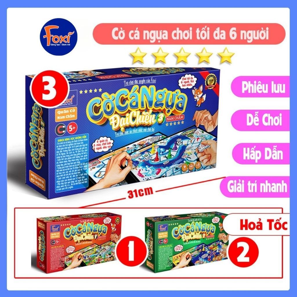 Cờ Cá Ngựa Đại Chiến Foxi - Board Game - Cờ Cá Ngựa Full Nam Châm Cao Cấp Nhà Foxi