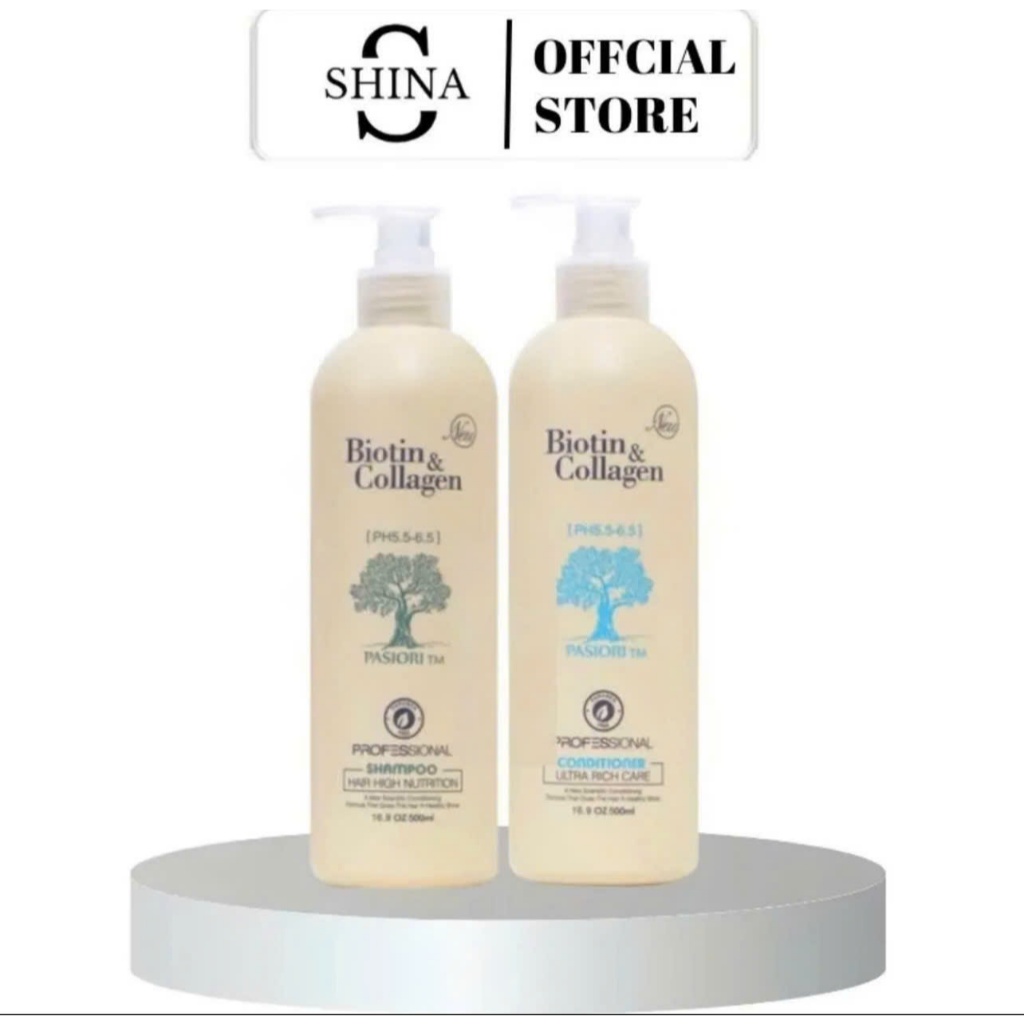 Cặp dầu gội xả Biotin Collagen dung tich 1000ml hỗ trợ phục hồi tóc hư tổn giúp mái toc mếm mượt