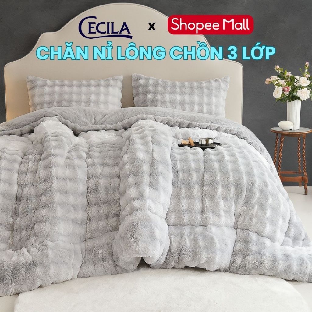 Chăn nỉ lông chồn 3 lớp mềm mịn CECILA Gối Nệm Y Tế giữ nhiệt tốt siêu ấm không lo rụng lông