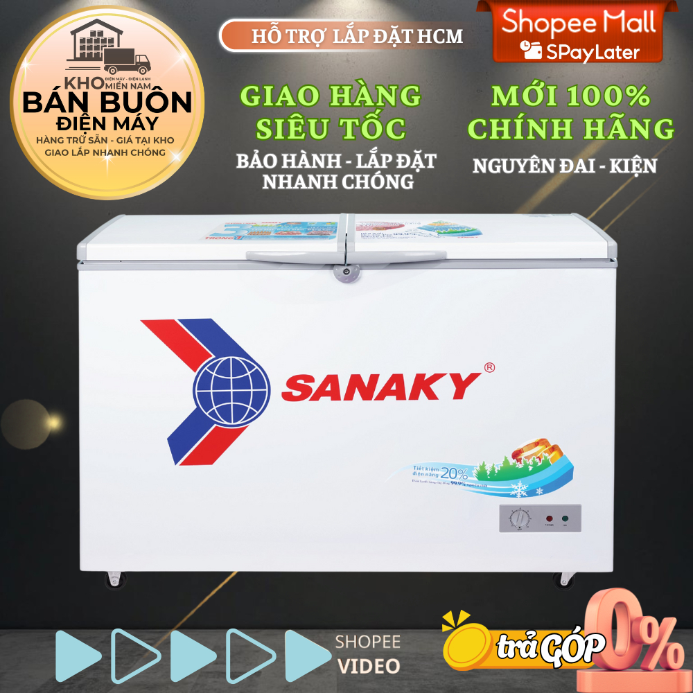 Tủ đông Sanaky VH-3699A1 – 360L, 1 ngăn đông, 2 cánh mở, dàn lạnh đồng