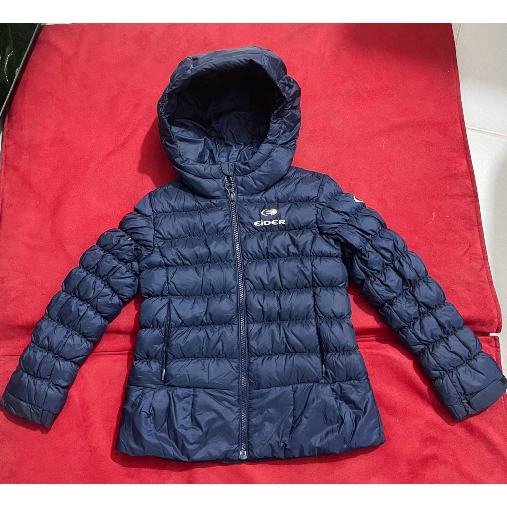[Auth 80-85%] Áo Phao Siêu Nhẹ Trẻ Em EIDER Size 110-120 | Áo Khoác Có Nón Màu Navy | Ấm, Nhẹ, Chống