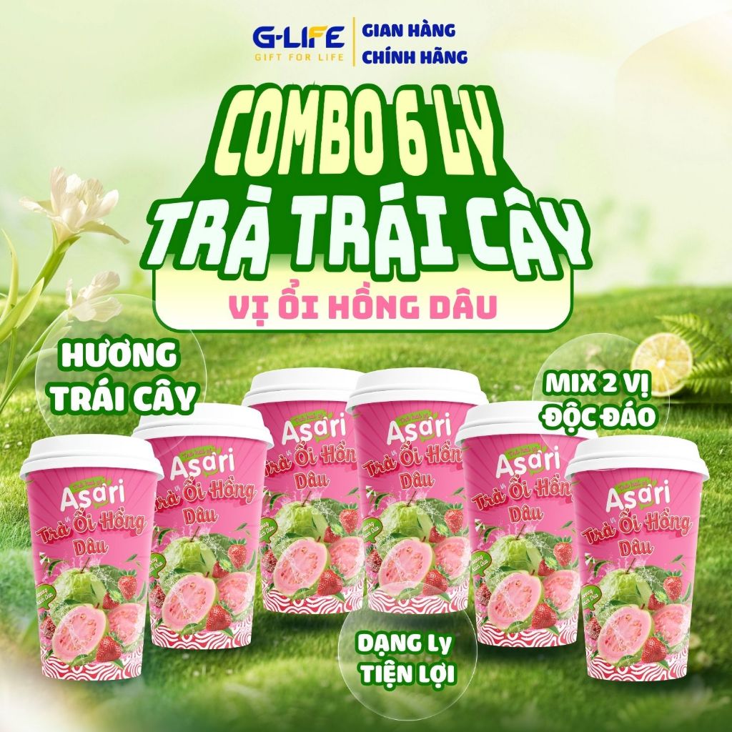 [COMBO] Trà Trái Cây Hoa Quả ASARI Trà Thanh Nhiệt Trà Ổi Mix Dâu Tây Kèm Thạch Dừa Giải Khát Mùa Hè