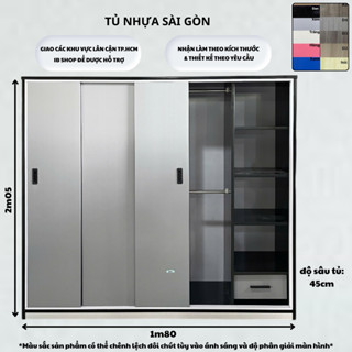  Tủ Quần Áo Nhựa Đài Loan 5 Cánh Lùa 1m80 x 2m05 x 45cm Chống Ẩm Mốc Chống Mối Mọt Dễ Vệ Sinh Bền Đẹp 