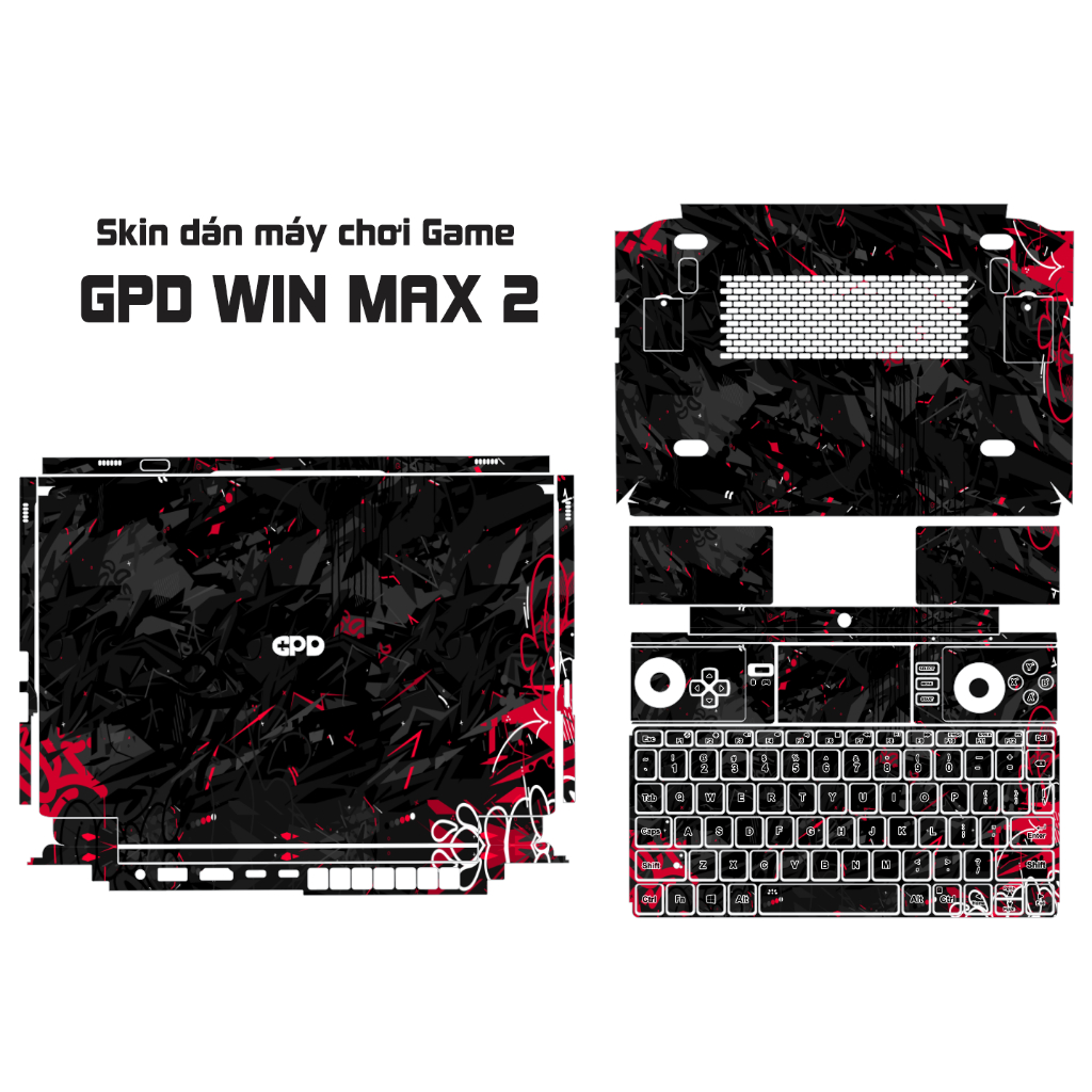 Skin dán GPD Win Max 2 mẫu Black Red Graffiti | Miếng dán skin 4 lớp