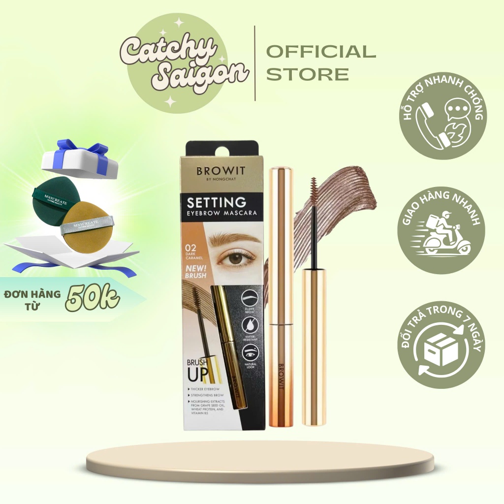 [NONGCHAT] Mascara Định Hình Chân Mày Nongchat Đầu Nhỏ, Setting Eyebrown Mascara, 2g