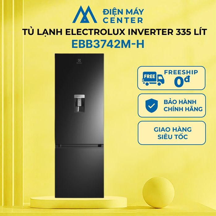 Tủ lạnh ngăn đá dưới Electrolux Inverter 335 lít EBB3742M-H - Ngăn đông mềm - Lấy nước ngoài