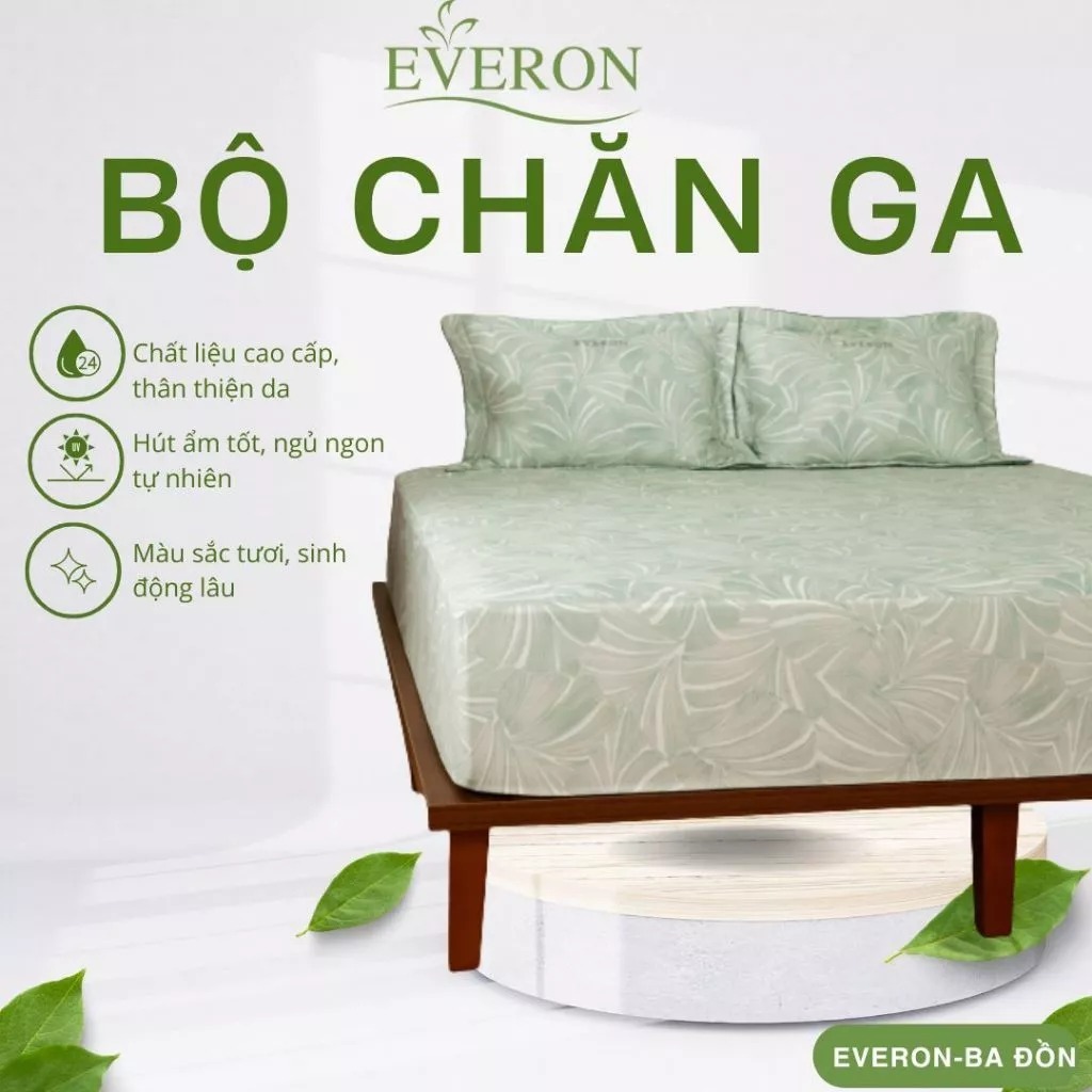 Bộ Ga Chun Cao Cấp Everon Print Hiện Đại Ga Giường Mềm Mịn, Thoáng Khí, Họa Tiết In Sang Trọng, Bộ G