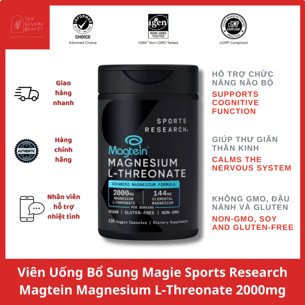 Viên Uống Bổ Sung Magie SR Magtein Magnesium L-Threonate 2000mg