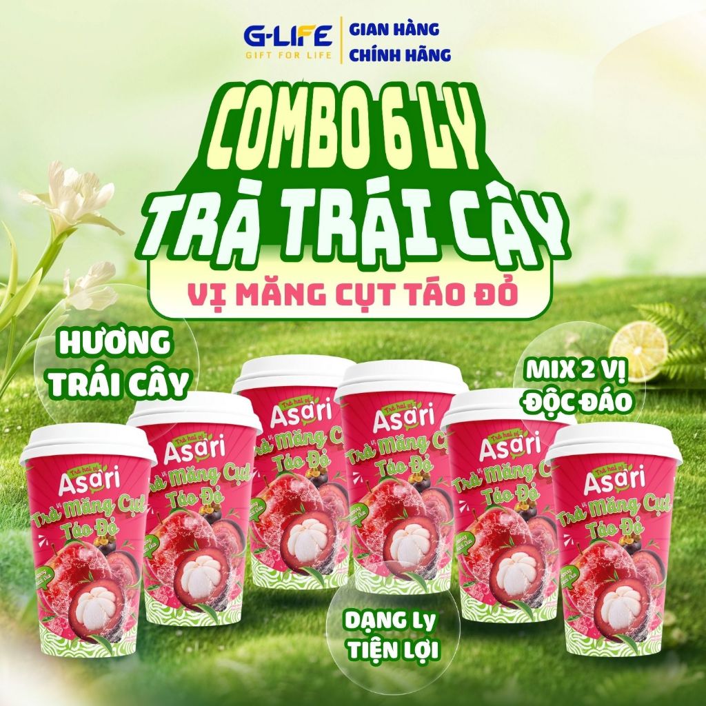 [COMBO] Trà Trái Cây Hoa Quả ASARI Trà Thanh Nhiệt Táo Đỏ Mix Măng Cụt Kèm Thạch Dừa Thơm Ngon ASARI
