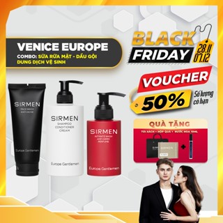  Giftbox combo 3 VENICE EUROPE SIRMEN Sữa rửa mặt nam 2in1 100g Dầu gội nam 3in1 320g và Dung dịch vệ sinh nam 3in1 100g 