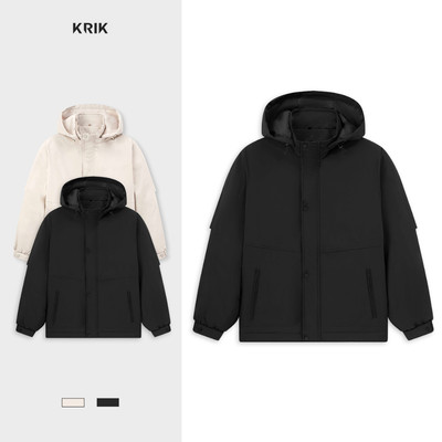 Áo Khoác Nam KRIK Form Regular Chất Liệu Polyester Thiết Kế Mũ Rời Giữ Ấm Tốt  AK5211