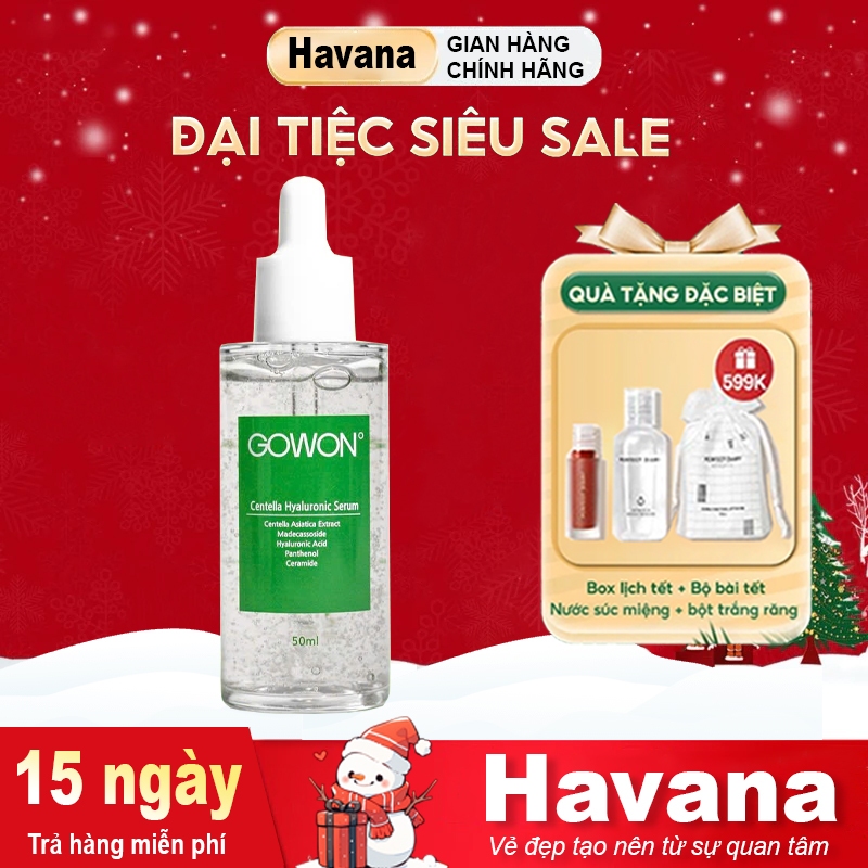 Serum Rau Má & HA Gowon Centella Hyaluronic Cải Thiện Da Mụn, Cấp Nước Và Phục Hồi Da 50ml
