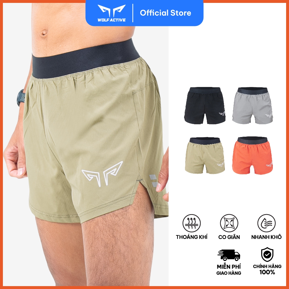 Quần Short Chạy Bộ Nam Wolf Active Wolf Lite W152, Quần Chạy Nhẹ, Nhanh Khô, Thoáng Mát