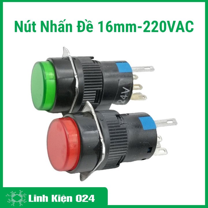 Nút Nhấn Đề 15mm-220VAC AL6- M Nhấn Nhả Có Đèn