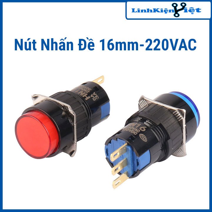 Nút Nhấn Đề 15mm-220VAC AL6- M Nhấn Nhả Có Đèn