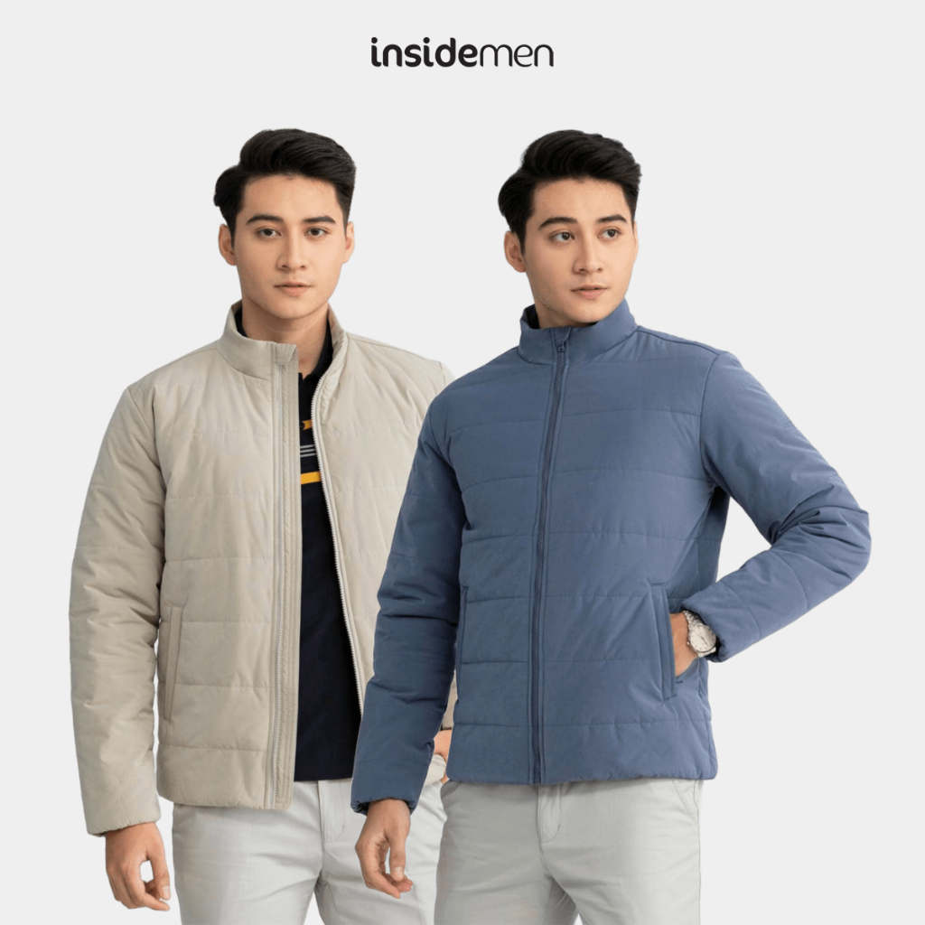 Áo khoác chần bông INSIDEMEN thiết kế regular fit chun bo tay áo ấm áp - IJK038W2