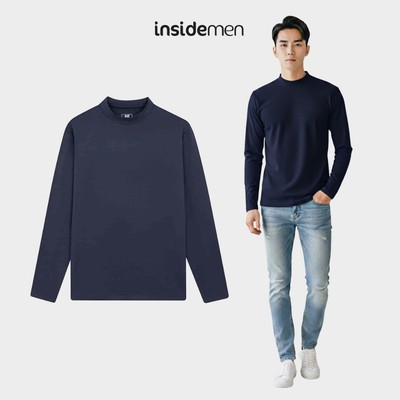 Áo Thun Giữ Nhiệt Nam Xanh Tím Than Insidemen Thoáng Khí Mềm Mịn Co Giãn Body Fit ILT026EDP01