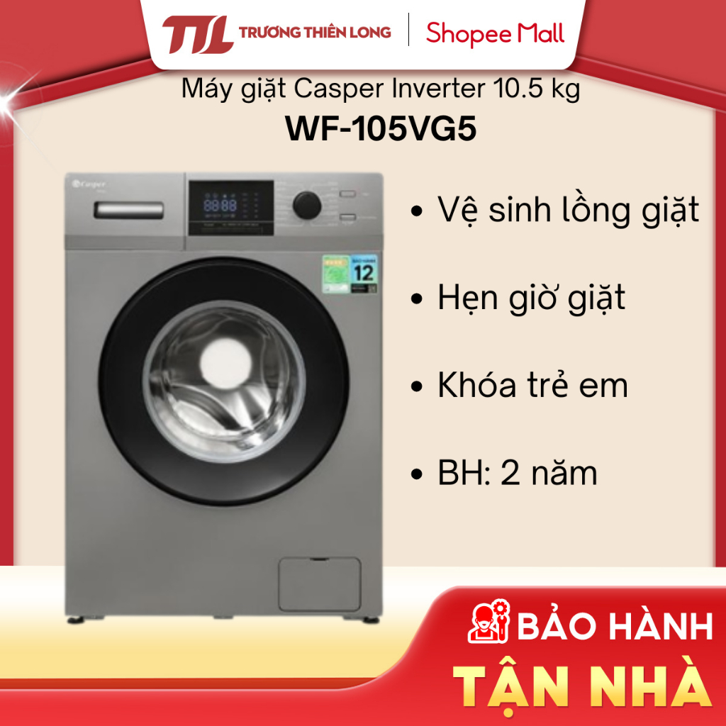 Máy Giặt Casper Inverter 9.5 Kg WF-95VG5 - 10.5 Kg WF-105VG5 [FREESHIP HCM]