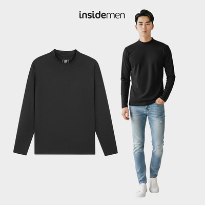 Áo Thun Giữ Nhiệt Nam Đen Insidemen Thoáng Khí Mềm Mịn Co Giãn Body Fit ILT026EDP01