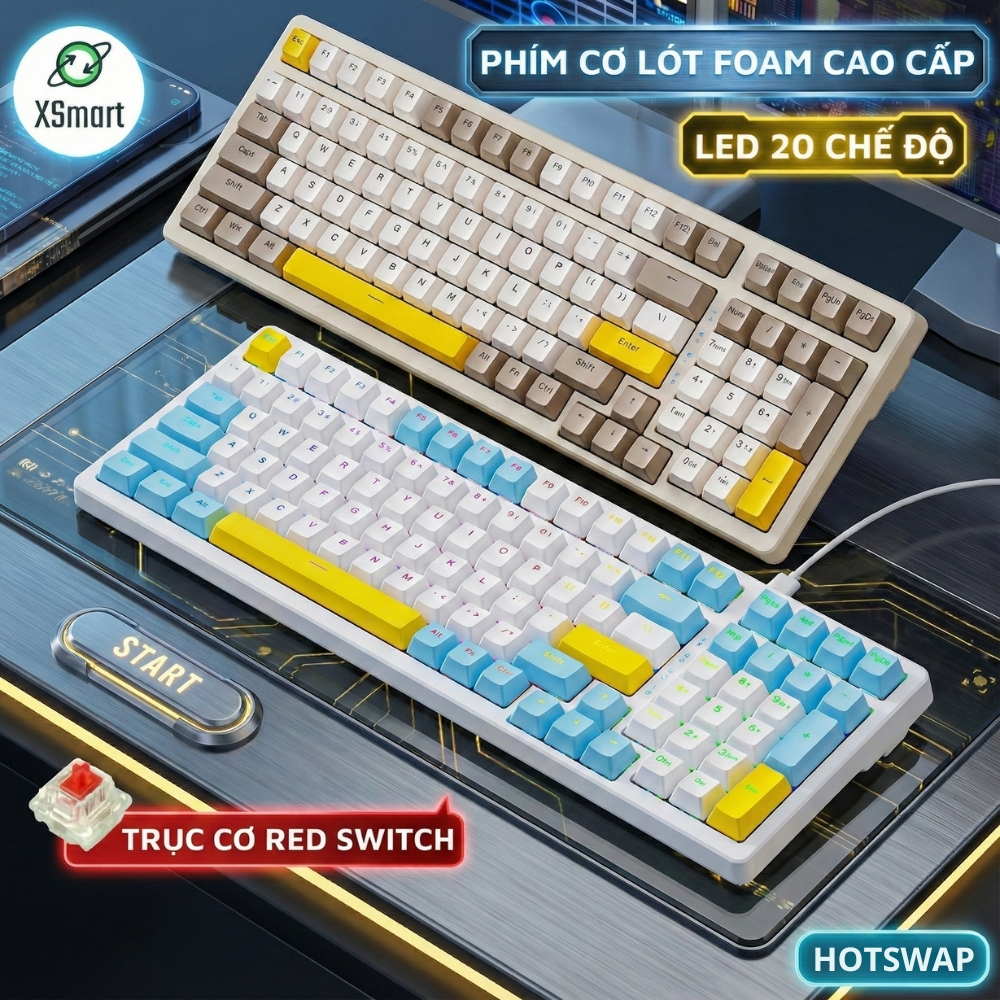 Bàn Phím Cơ Gaming K3 Max Led 20 Chế Độ Trục Cơ Red Switch Có Hotswap Lót Foam Cách Âm 2 Lớp Gõ Siêu