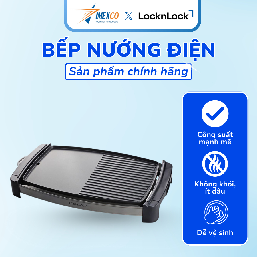 Bếp nướng điện LocknLock Electric Grill 1800W-2200W màu đen - EJG232