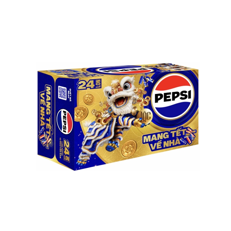 Thùng nước ngọt Pepsi lon 320ml Phiên bản Tết 2026 - Giáp Ngọ