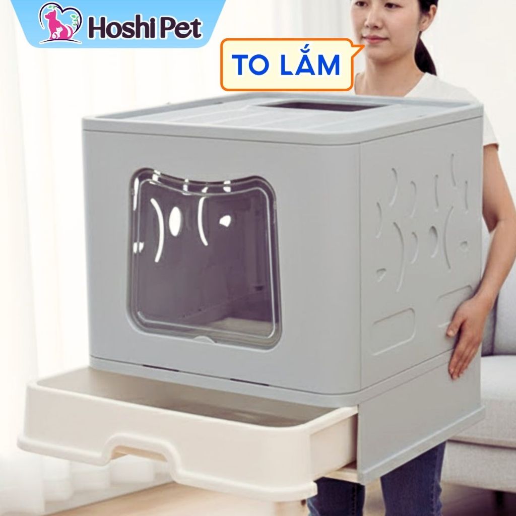 Nhà Vệ Sinh Mèo Vuông Khổng Lồ mèo 15kg 2 Cửa - Hoshi Pet
