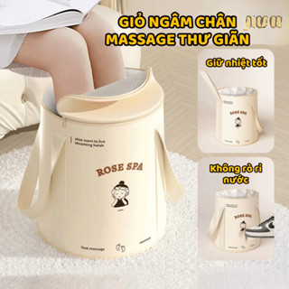  Túi ngâm chân ROSE  giữ nhiệt gấp gọn cỡ lớn 20L có nắp đậy chất liệu vải chống thâm nước 